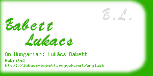 babett lukacs business card