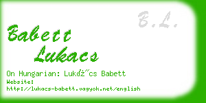 babett lukacs business card